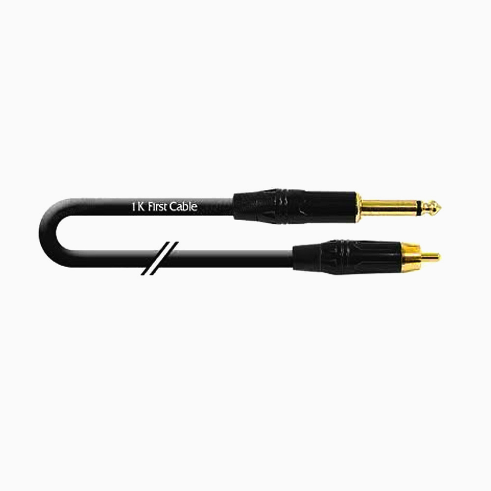 Кабель First Cable RCA - Jack 6.3 моно, 0.5 м, аудіокабель для студій, не балансний, чорний