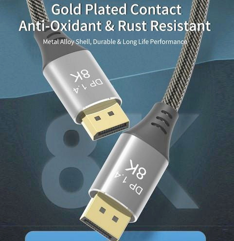 Кабель DisplayPort 1.4 2м 32.4 Гбит/с 8K медный штекер-штекер для качественной передачи видео и звука