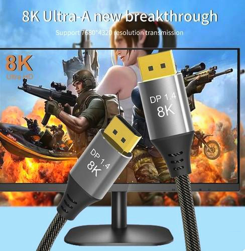 Кабель DisplayPort 1.4 2м 32.4 Гбит/с 8K медный штекер-штекер для качественной передачи видео и звука