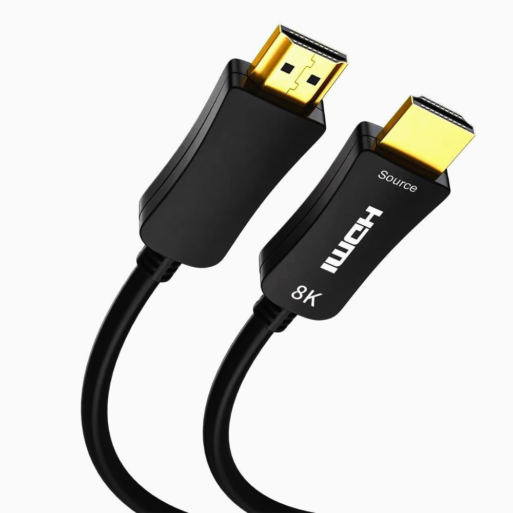 Кабель HDMI 2.1 8K 25м 48Gbps, оптоволоконный, поддержка VRR, HDR, eARC, 24К позолота