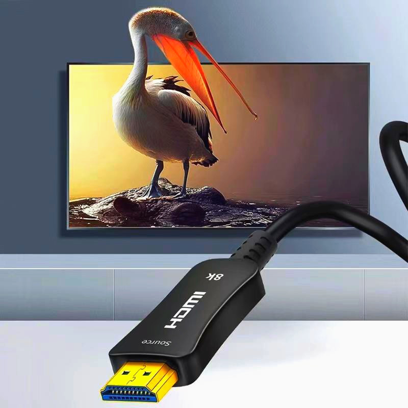 Кабель HDMI 2.1 8K 25м 48Gbps, оптоволоконный, поддержка VRR, HDR, eARC, 24К позолота