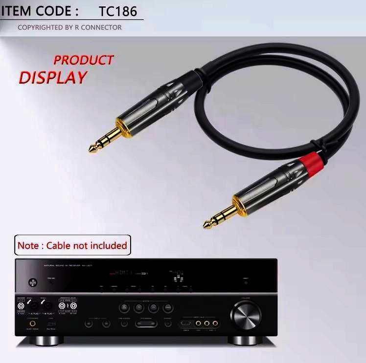 Аудіо адаптер Jack 3.5 мм I-Taki TC186-R, матовий нікель, червона маркування, 6.5 мм
