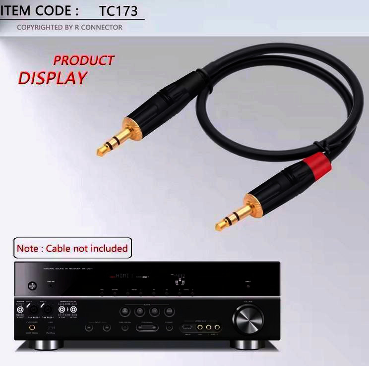 Jack 3.5мм стерео штекер I-Taki TC173-B, позолочений, для навушників, чорний, до 6,5 мм