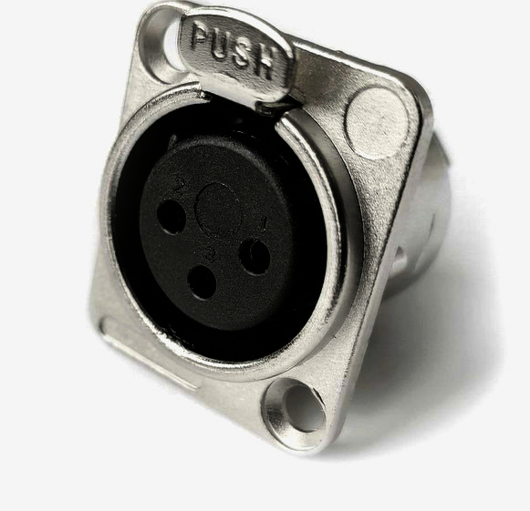 Раз'єм XLR-P3F, 3 контакти, D-посадка, пайка, MOCO, нікель, для аудіосистем, 1 шт.