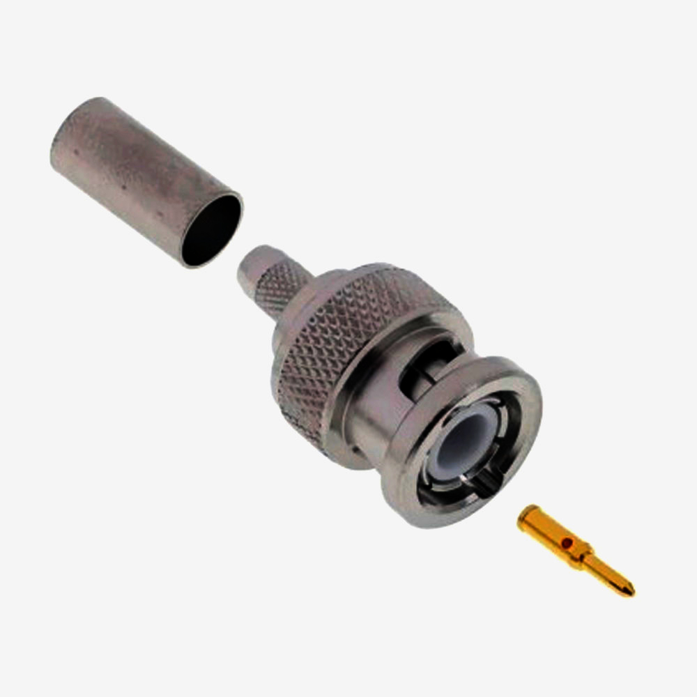 Разъём BNC штекер обжим 50 Ом Telegartner 1м для коаксиального кабеля, 4 ГГц, надежное соединение