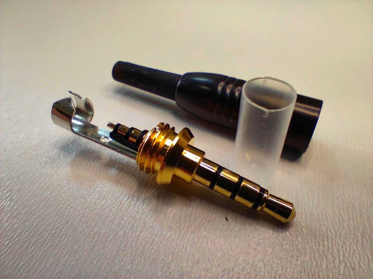 Раз'єм mini Jack 3.5 мм i-Taki, 4 контакта, подовжений штекер для гарнітур, 1м