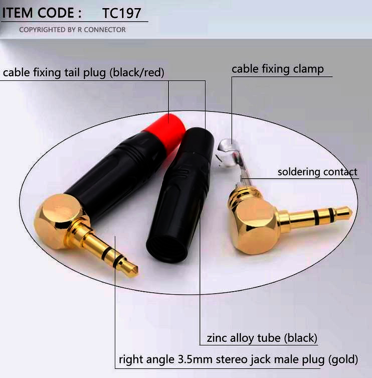 Раз'єм I-Taki mini Jack 3.5 мм кутовий, 3 контакти, позолочений, для аудіо пристроїв