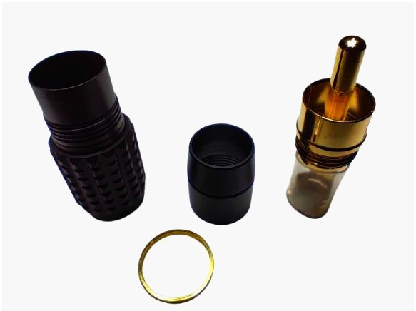 Роз'єм RCA Avvicon кабельний до 5 мм позолочені контакти алюміній чорний для аудіо та відео