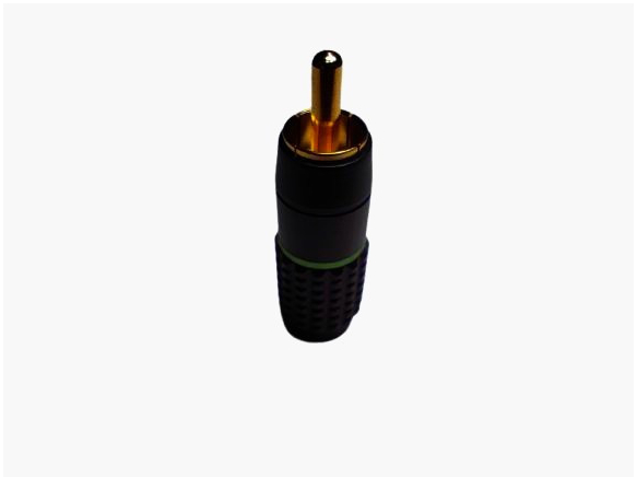 Раз'єм RCA Avvicon AC-MR-37BG, позолота, до 7 мм, чорний корпус, для пайки, зелена маркування
