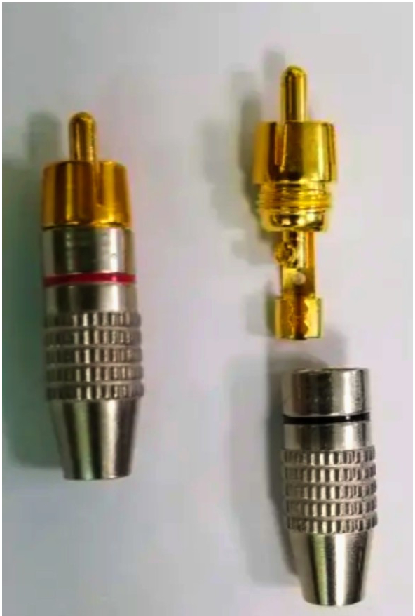 Раз'єм RCA AVVICON, штекер для кабелю до 7 мм, позолочені контакти, алюміній, червоний