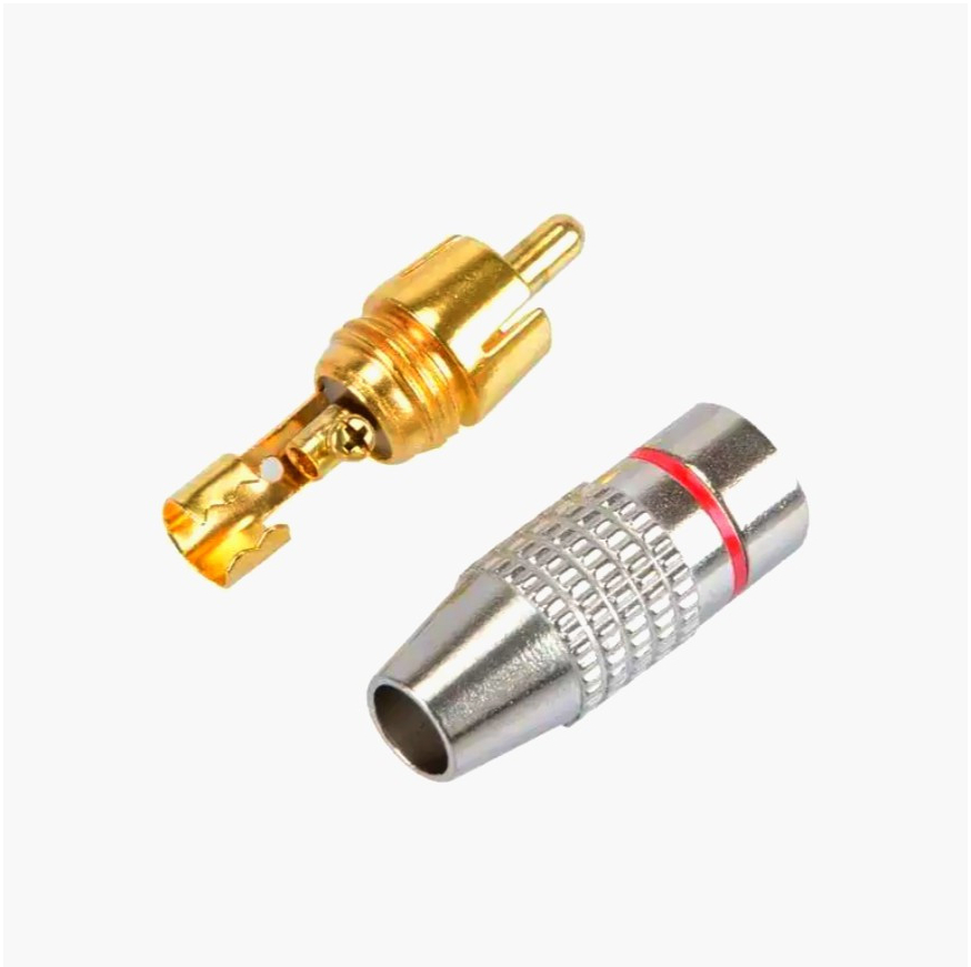 Раз'єм RCA AVVICON, штекер для кабелю до 7 мм, позолочені контакти, алюміній, червоний