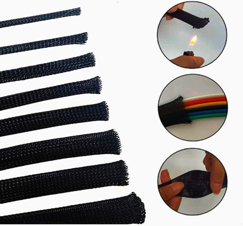 Кабельная сетка ColdCut 6 мм, плетеная из полиэстера, черная, 1 м, эластичная, защита проводов