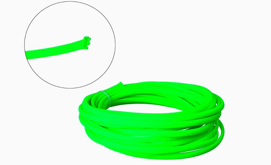 Оплетка ColdCut для кабеля, зміїна шкіра, 6 мм, поліестер, зелена, 1 м, еластична