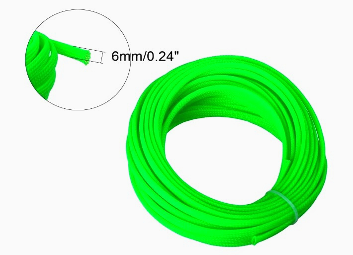 Оплетка ColdCut для кабеля, зміїна шкіра, 6 мм, поліестер, зелена, 1 м, еластична