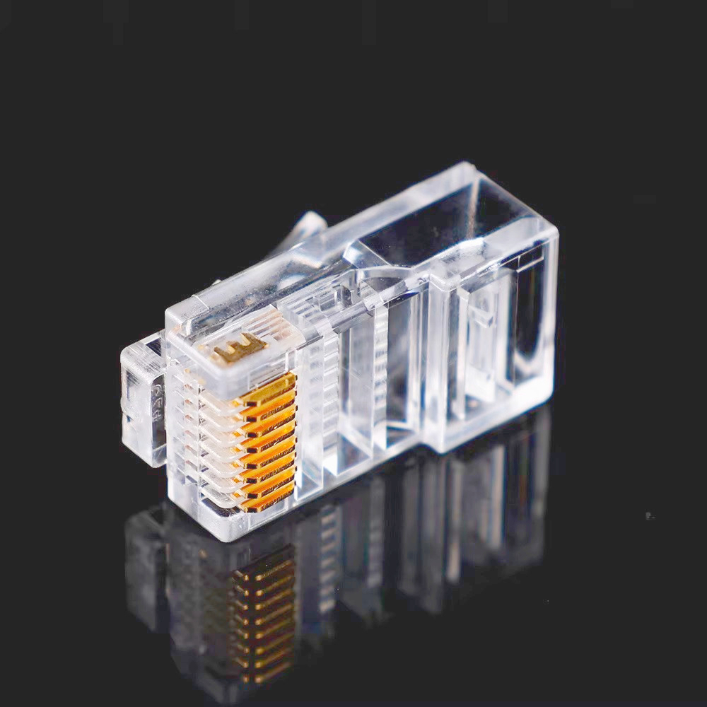 Коннектор RJ-45 Hyperline, 1 м, проходной, для многожильных и цельных жил, Cat 5e, прозрачный