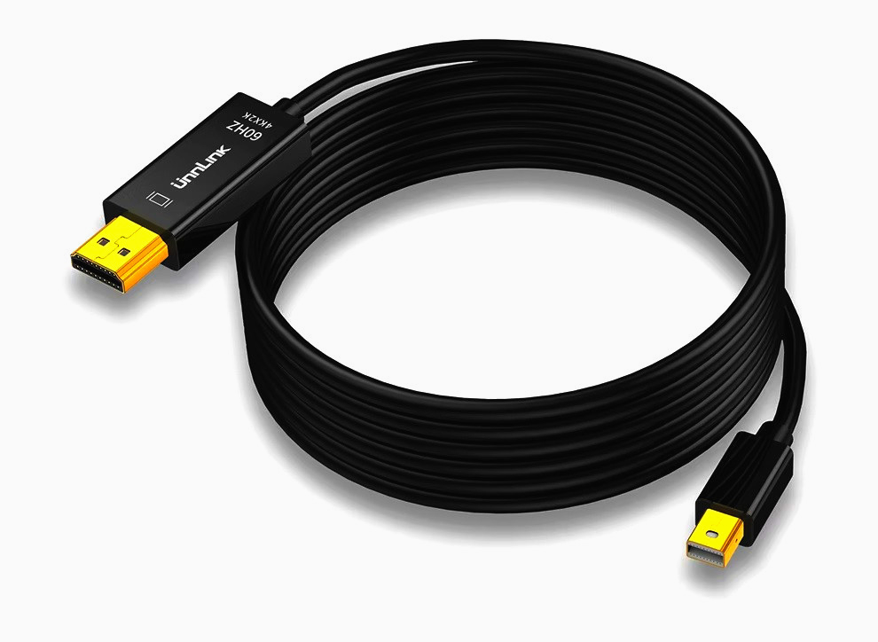 Кабель MONOPRICE Mini DisplayPort-HDMI 4K 1.8м, позолота, для ПК і мультимедіа