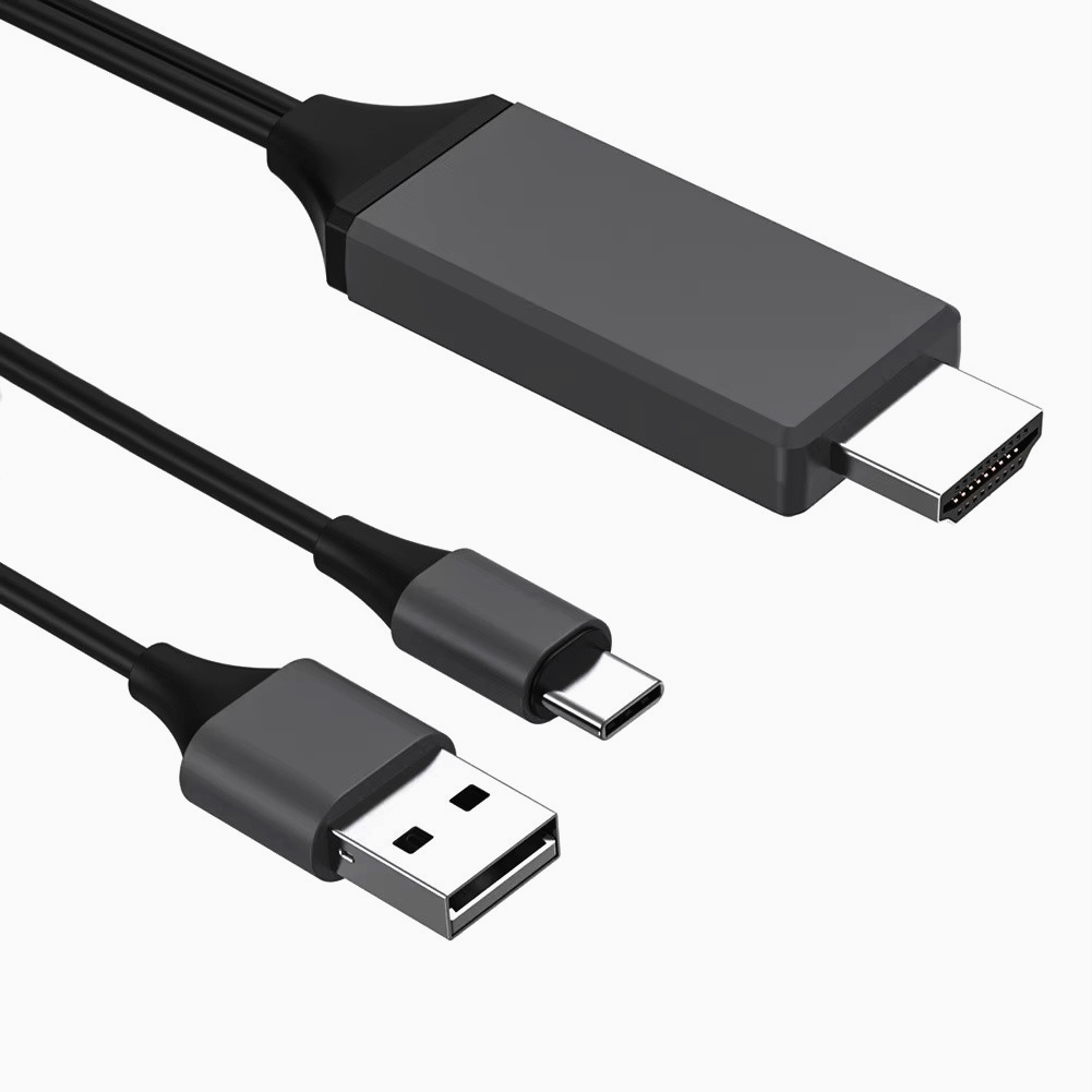 Кабель HDMI-USB-C 4K 60Гц, 2м для ноутібків і PS5, без драйверів, чорний