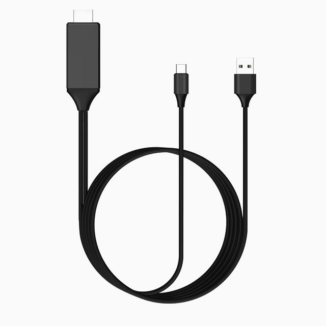 Кабель HDMI-USB-C 4K 60Гц, 2м для ноутібків і PS5, без драйверів, чорний
