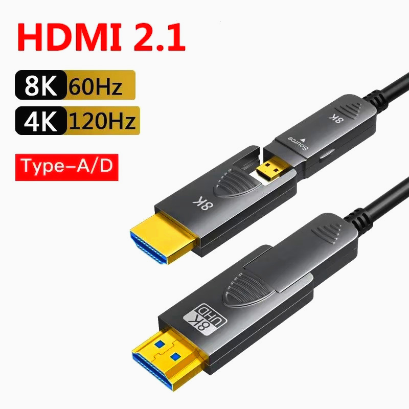 Оптический HDMI 2.1 кабель 25 м для 8K/60 Гц и 4K/120 Гц с позолотой 24K и eARC