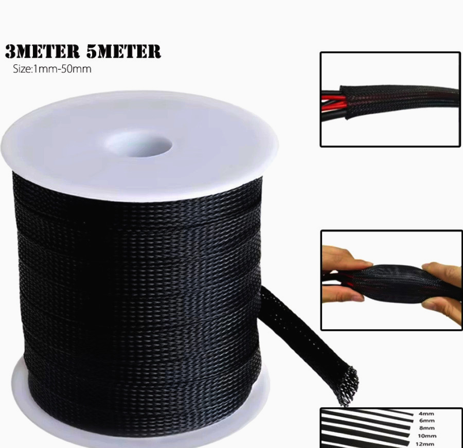 Оплетка Cold Cut для провода 7-12мм, зміїна шкіра, чорна, 1м - захист кабелів і проводів