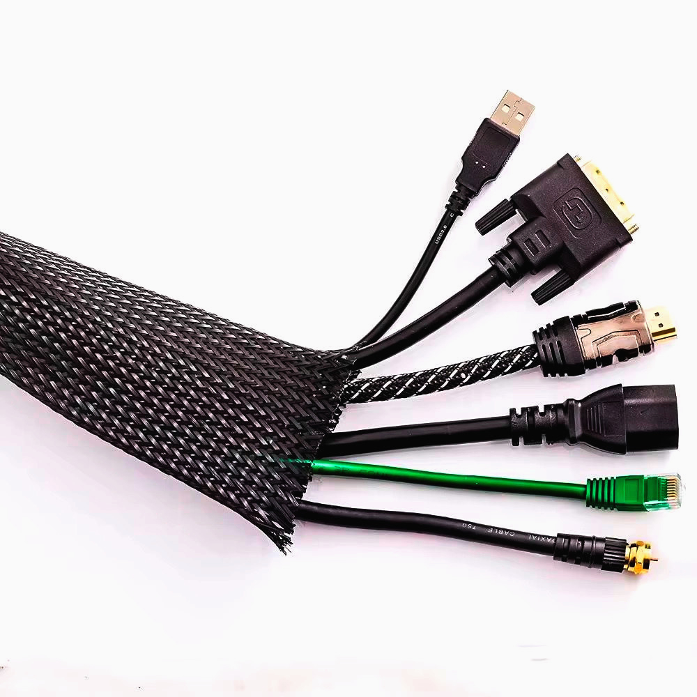 Кабельна оплетка TechFlex 2-6 мм, чорна, FLEXO PET, 1 м, захист для проводів і кабелів