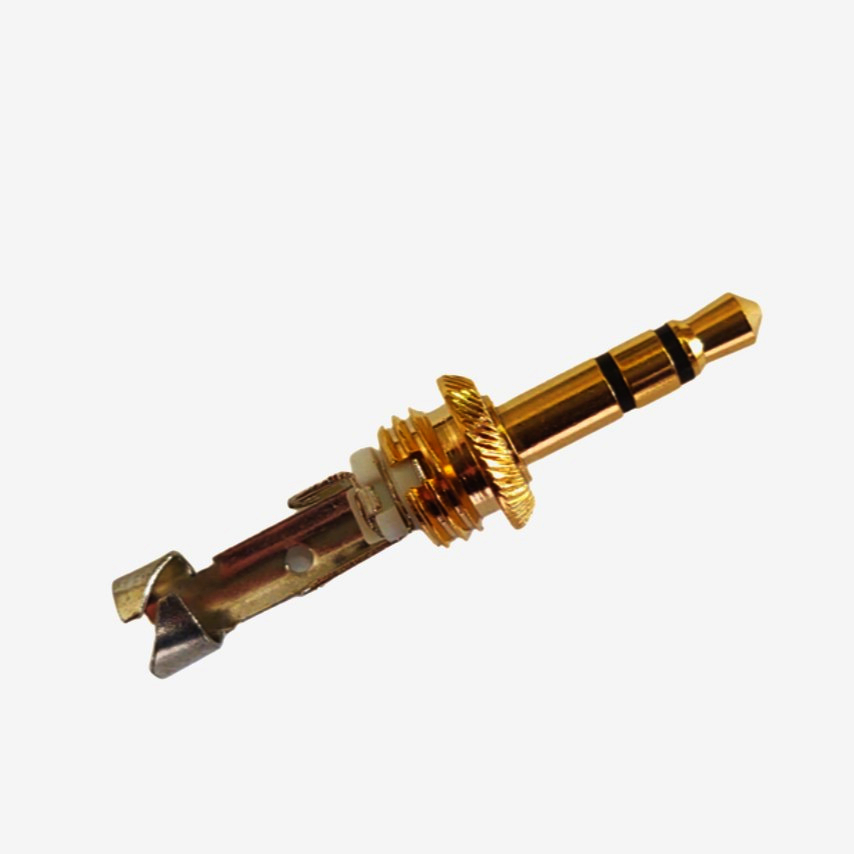 Стерео разъем Mini Jack 3.5mm AC-18-GN, черный, латунь, позолоченные контакты, для аудиосистем