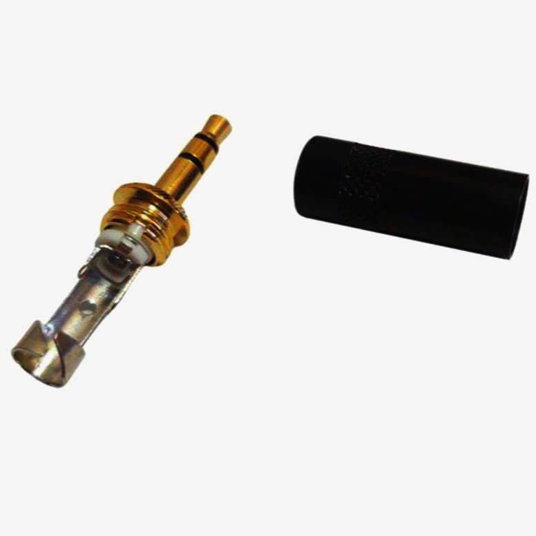 Стерео разъем Mini Jack 3.5mm AC-18-GN, черный, латунь, позолоченные контакты, для аудиосистем