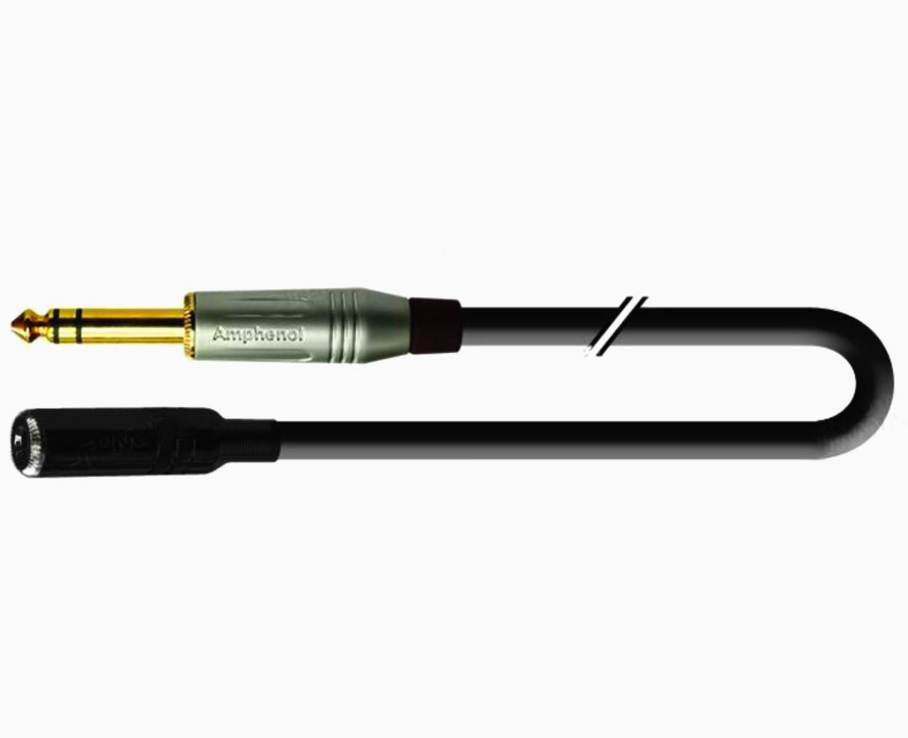 Аудиокабель Interlink 1T-AIC25-02 Jack 3.5 - DIN5, 2 м, 6 мм, черный для подключения аудио устройств