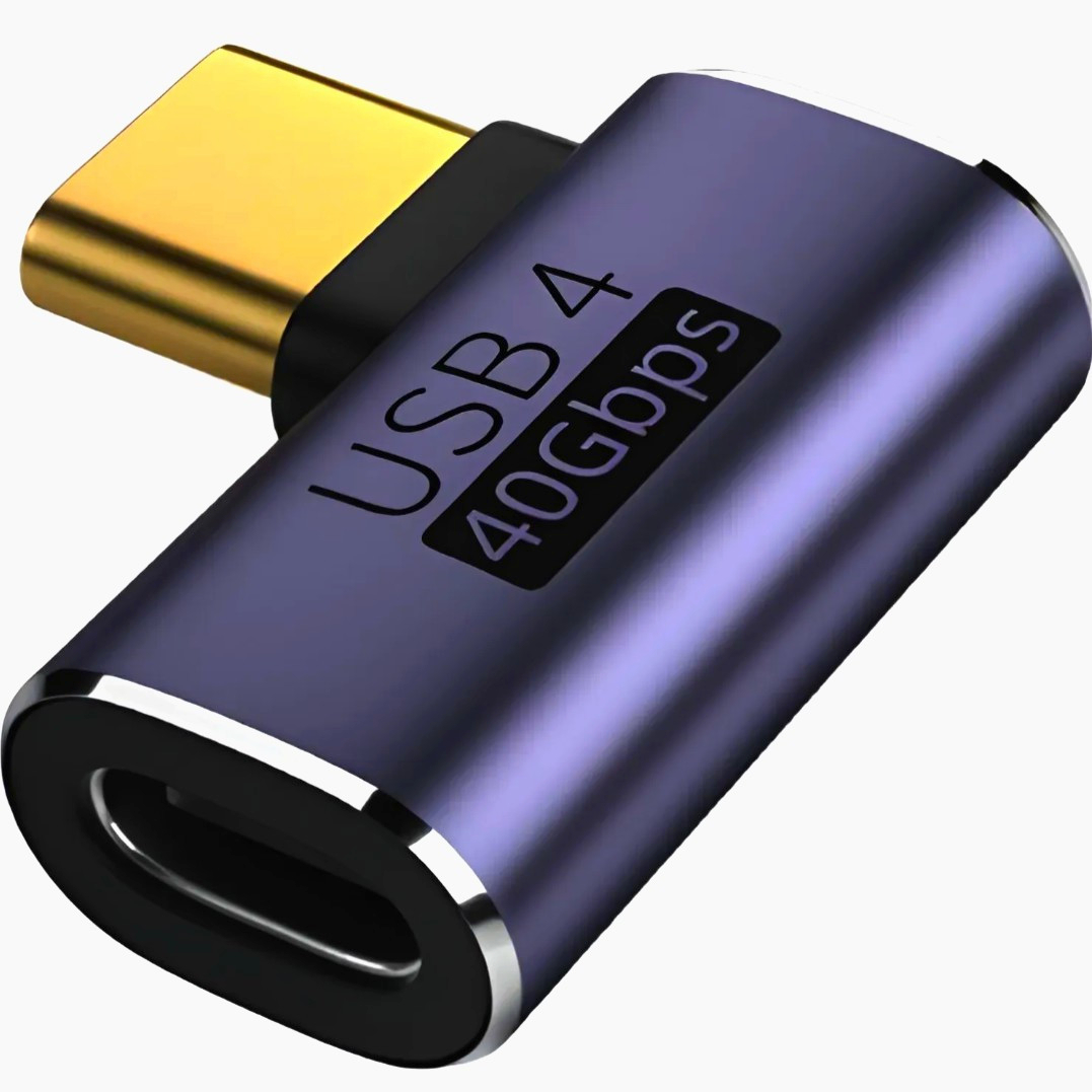 Адаптер USB-C 4.0 100Вт, кутовий 8K, алюмінієвий ADA-USBC4-AFM для зарядки та передачі даних