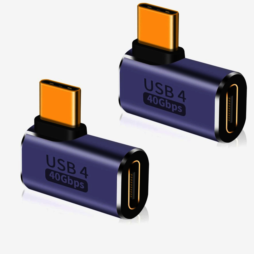 Адаптер USB-C 4.0 ADA-USBC4-AFM, угловой 90°, 100Вт, 8K, алюминий, 21.6мм