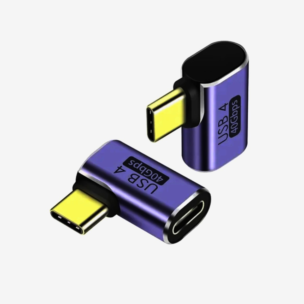 Адаптер USB-C 4.0 ADA-USBC4-AFM, угловой 90°, 100Вт, 8K, алюминий, 21.6мм