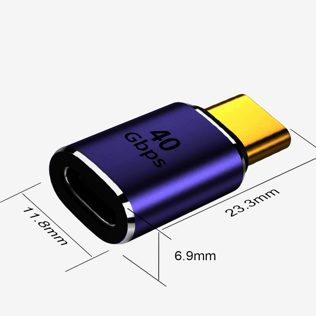 I-Taki Адаптер USB-C 4.0, прохідний, гніздо USB-C - штекер USB-C, компактний, Південна Корея