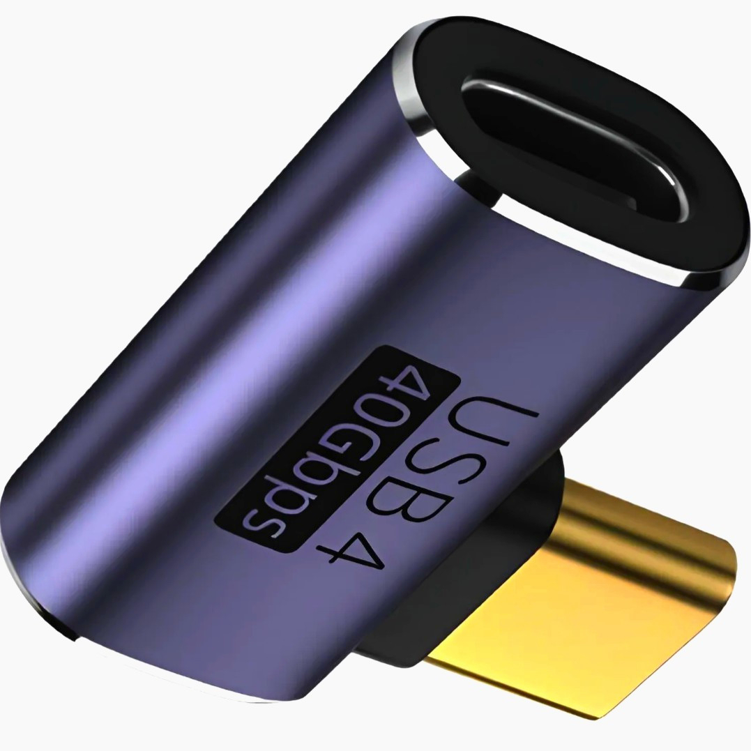 Адаптер USB-C 4.0 I-Taki угловой 10 см алюминиевый позолоченный для подключения устройств
