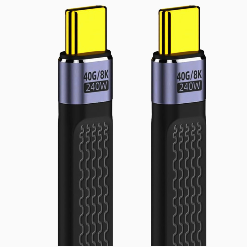 Плоский USB-C кабель I-Taki 13 см для швидкої зарядки 240W, 40 Гбіт/с, 8K відео