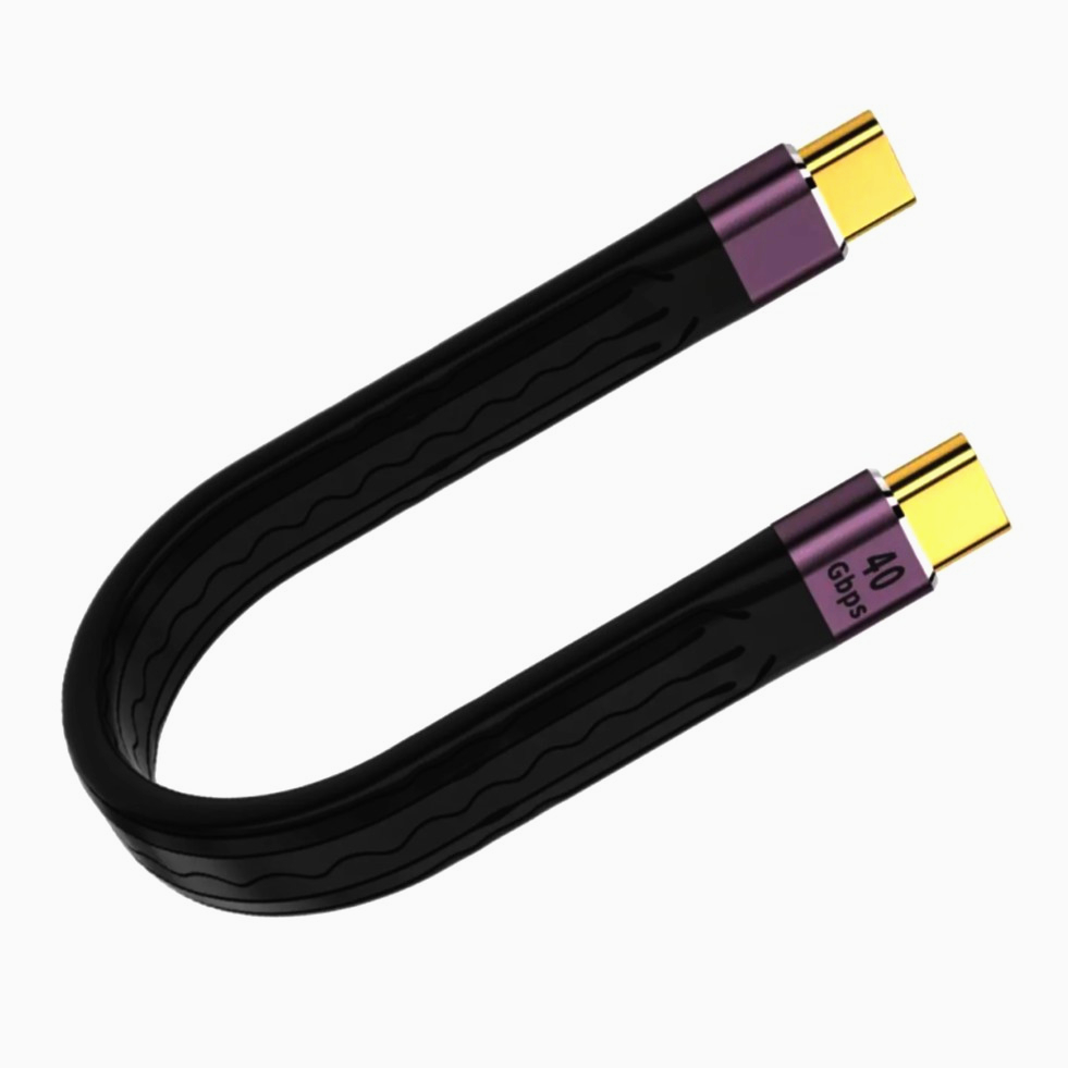 Плоский USB-C кабель I-Taki 13 см для швидкої зарядки 240W, 40 Гбіт/с, 8K відео