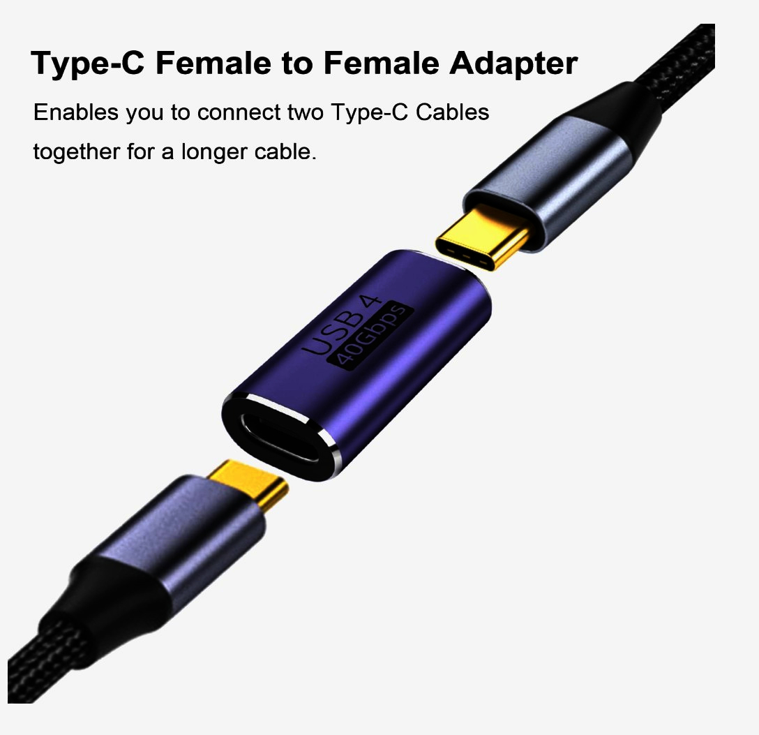 I-Taki USB-C адаптер 4.0, 40 Гбіт/с, 100 Вт, Female to Female, для передачі даних і зарядки