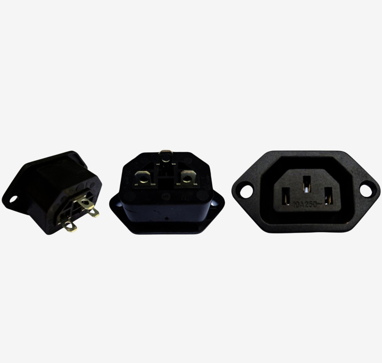 Панельный разъем питания IEC320 I-Taki 220В 10A с 3 контактами и винтовым креплением