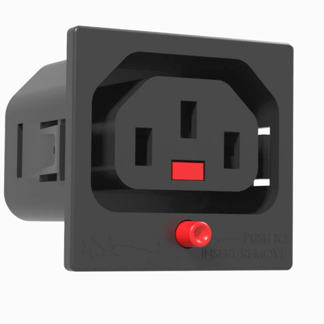 Панельное гнездо SCOLMORE IEC320 C13 Lock 3 контакта черное для оборудования, оригинал