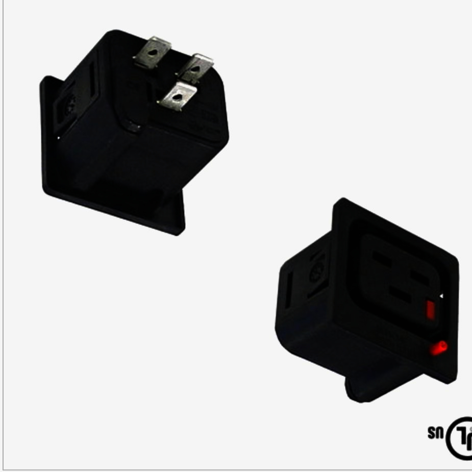 Панельное гнездо SCOLMORE IEC320 C13 Lock 3 контакта черное для оборудования, оригинал