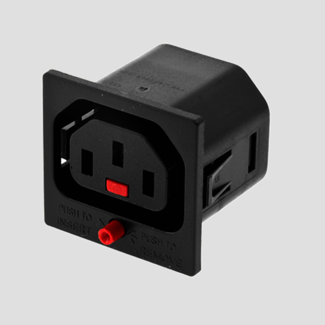 Разъем C13 IEC Lock 3-контактный SCOLMORE, черный, панельный, с фиксацией, 1 м, для надежного подключения