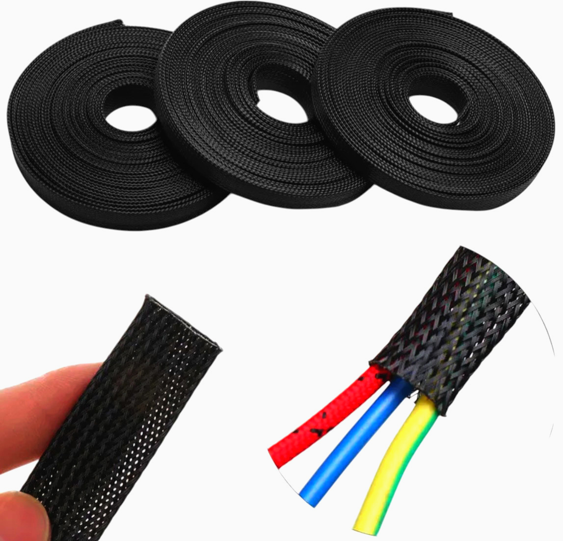 Оплетка для кабеля ColdCut 20 мм, чорна, 1 м, міцне плетіння для захисту проводів