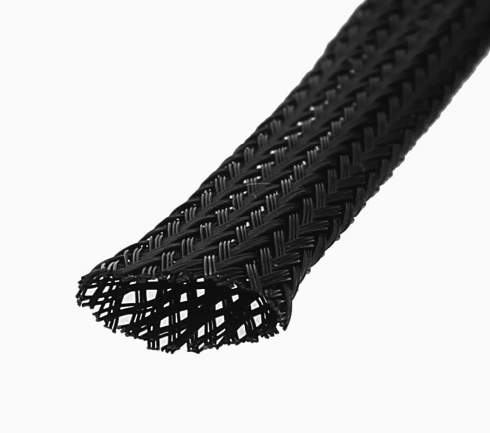 Оплетка Techflex FR 0.32 см, 1 м, самозакриваючася, негорюча, чорна для захисту кабелів