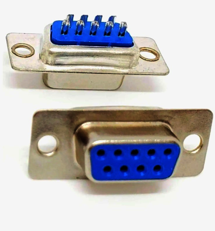 Гнездо D-SUB 9-pin New Tide DB-09F, металл, под пайку, золото, 9 контактов, надежное соединение