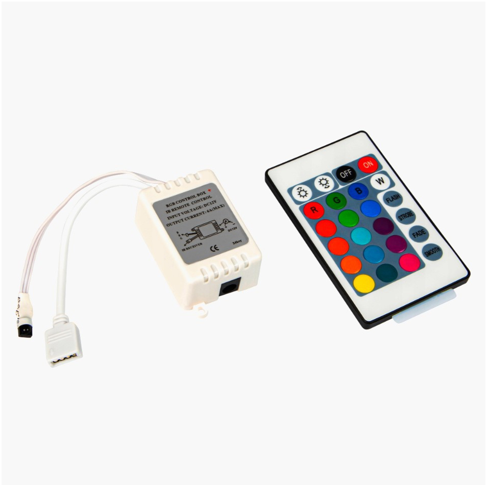 Контроллер RGB LED ленты с ИК пультом 3 канала 2А 12В компактный 50x35x20 мм FTC