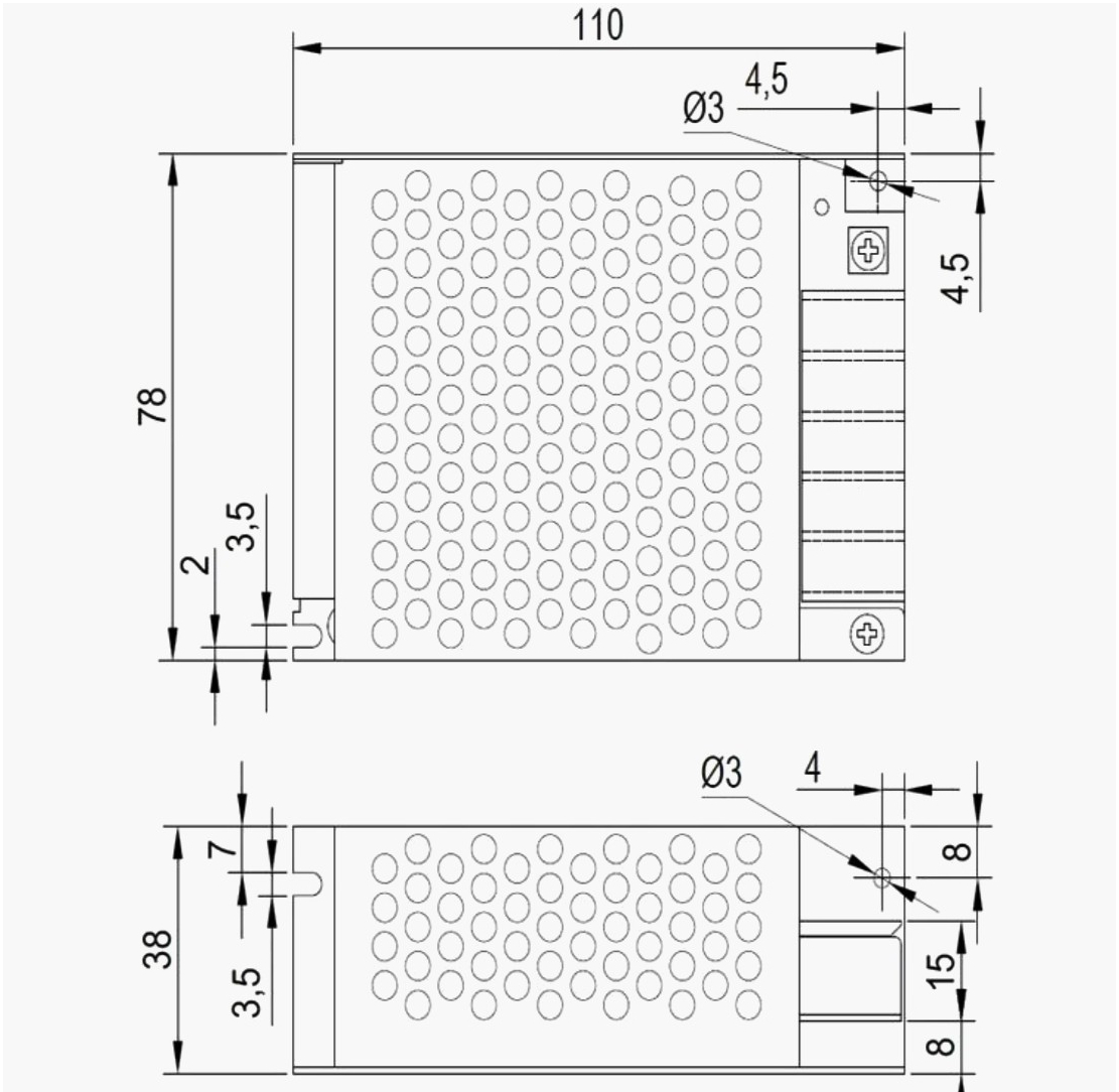 Блок питания LED Technologies 24V 2A (48Вт) для LED-ленд, металл, 110-220V, 200×97×43 мм