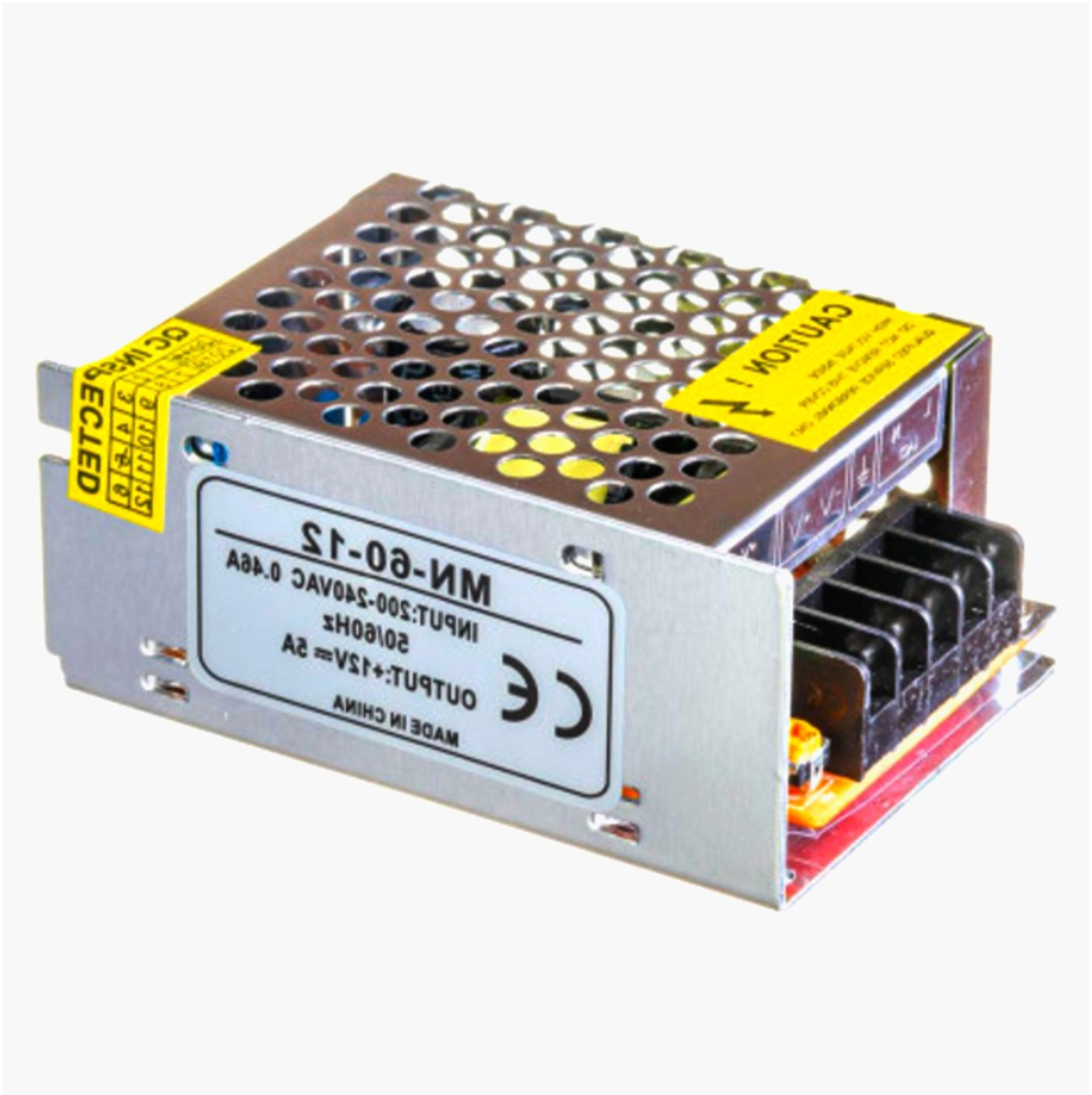 Блок питания LED Technologies 12V 5A 60Вт, металлический, компактный 85×58×37 мм для LED-освещения