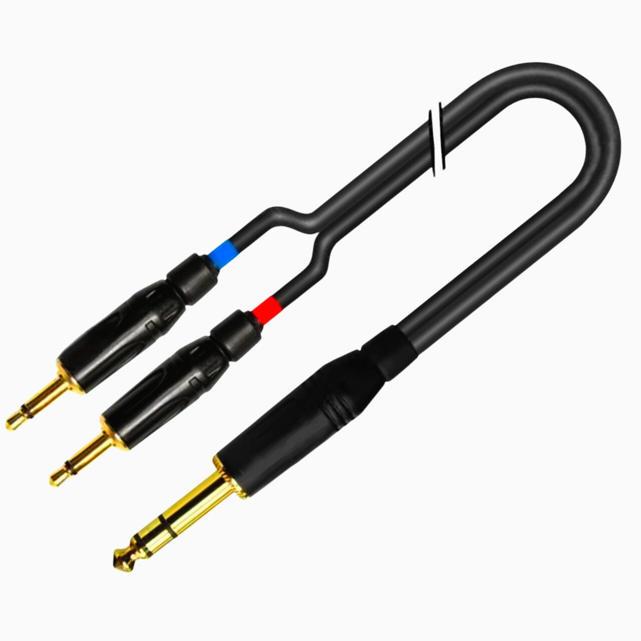 Аудиокабель-переходник Interlink 6.3 stereo - 2x 3.5 mono, 0.5 м, медная жила для аудио устройств