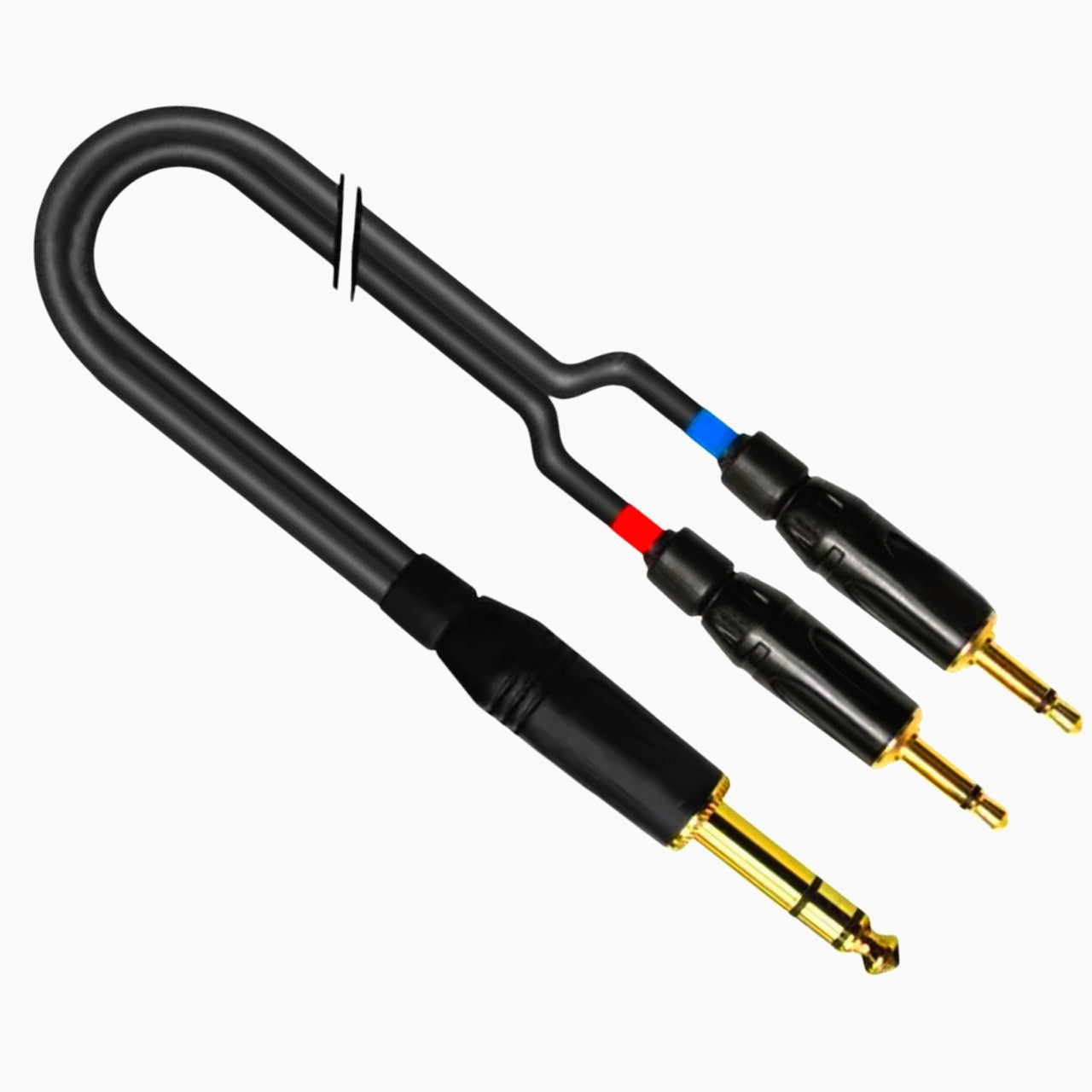 Аудиокабель-переходник Interlink 6.3 stereo - 2x 3.5 mono, 0.5 м, медная жила для аудио устройств