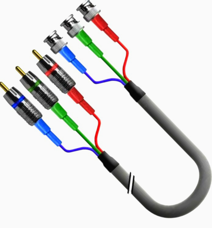 Кабель 3 RCA - 3 BNC 1 м, RGB, луженая медь, Hi-Fi, Ø7.5 мм для видеоустройств