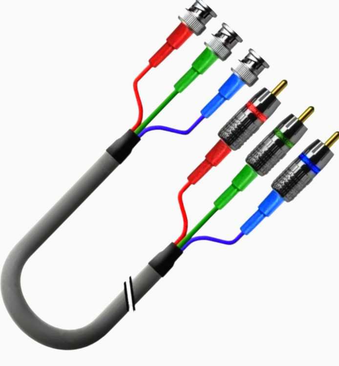 Кабель 3 RCA - 3 BNC 1 м, RGB, луженая медь, Hi-Fi, Ø7.5 мм для видеоустройств